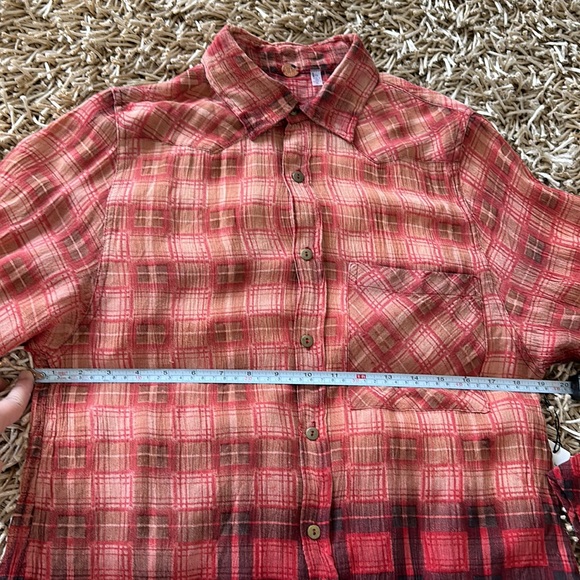 Free People Plaid Long Sleeve Shirt Hand Dyed Size S - Picture 3 of 8